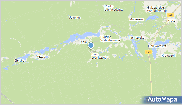 mapa Biała Leśniczówka, Biała Leśniczówka gmina Wieleń na mapie Targeo